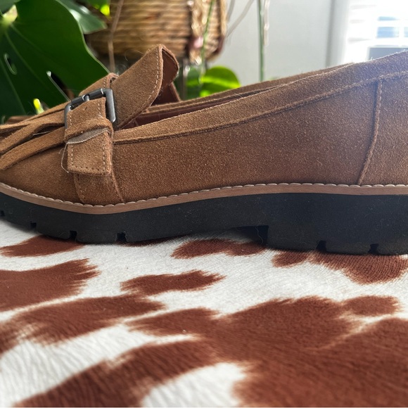 FRANCO SARTO Brown Suede Loafers with Fringe Detail - Picture 5 of 8